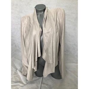 CREAM SHIMMER DRAPE FRONT JACKET